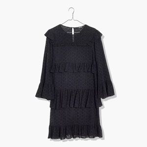 Madewell Black Waterlily Ruffle Eyelet Long Sleeve Dress 12